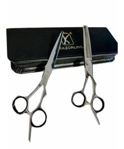 ست دو عددی قیچی آرایشگری ریزرلاین کات و کوتاهی/پیتاژ 6 اینچ Razorline AK23J & AK23T hair scissors