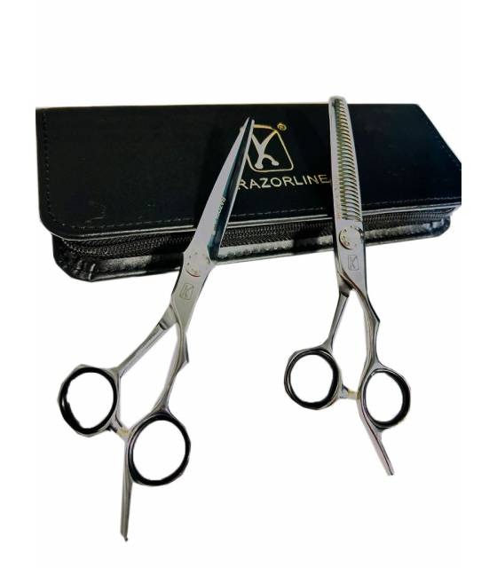 ست دو عددی قیچی آرایشگری ریزرلاین کات و کوتاهی/پیتاژ 6 اینچ Razorline AK23J & AK23T hair scissors