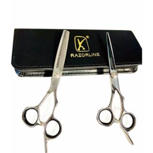 ست دو عددی قیچی آرایشگری ریزرلاین کات و کوتاهی/پیتاژ 6 اینچ Razorline R23 & R23T hair scissors