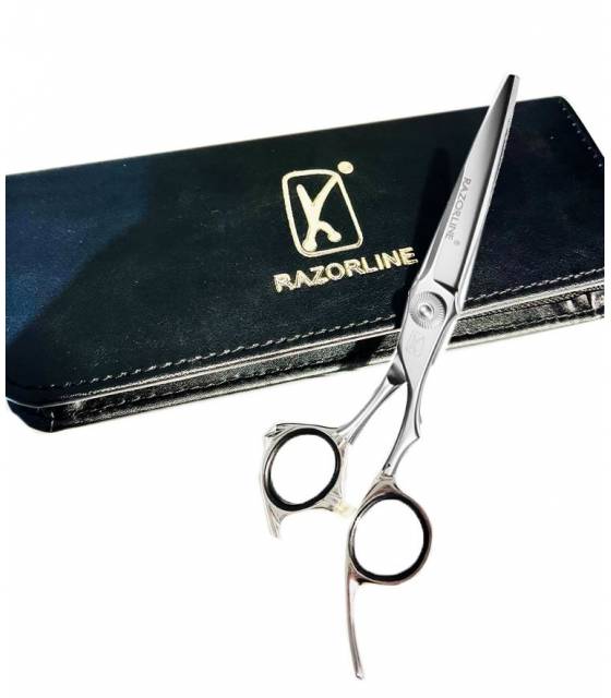 قیچی آرایشگری ریزرلاین کات و کوتاهی 5.5 اینچ حرفه ای استیل ژاپنی Razorline AK27 hair scissors