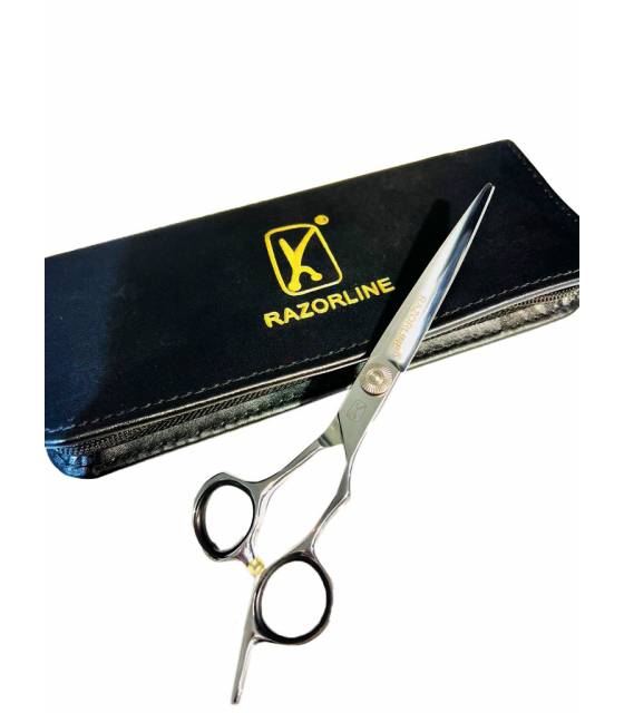 قیچی آرایشگری ریزرلاین کات و کوتاهی 6.5 اینچ حرفه ای استیل ژاپنی Razorline AK23 hair scissors